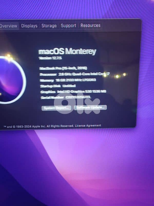 macbook pro 2016  15.2 inch i7/touchbar/16 rams 4