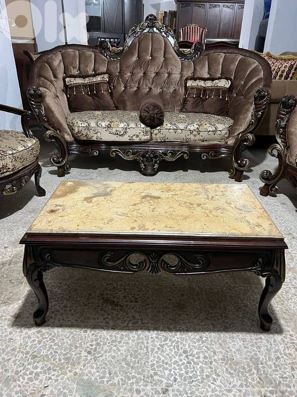 صالون ملوكي صناعة مصر خشب زان مستعمل بحالة ممتازة 1