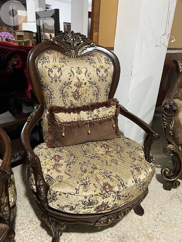 صالون ملوكي صناعة مصر خشب زان مستعمل بحالة ممتازة 2