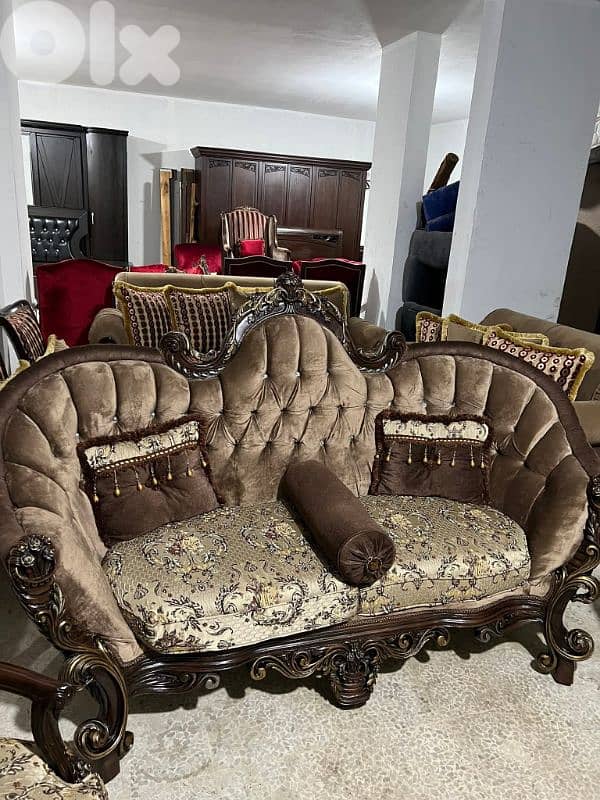 صالون ملوكي صناعة مصر خشب زان مستعمل بحالة ممتازة 6