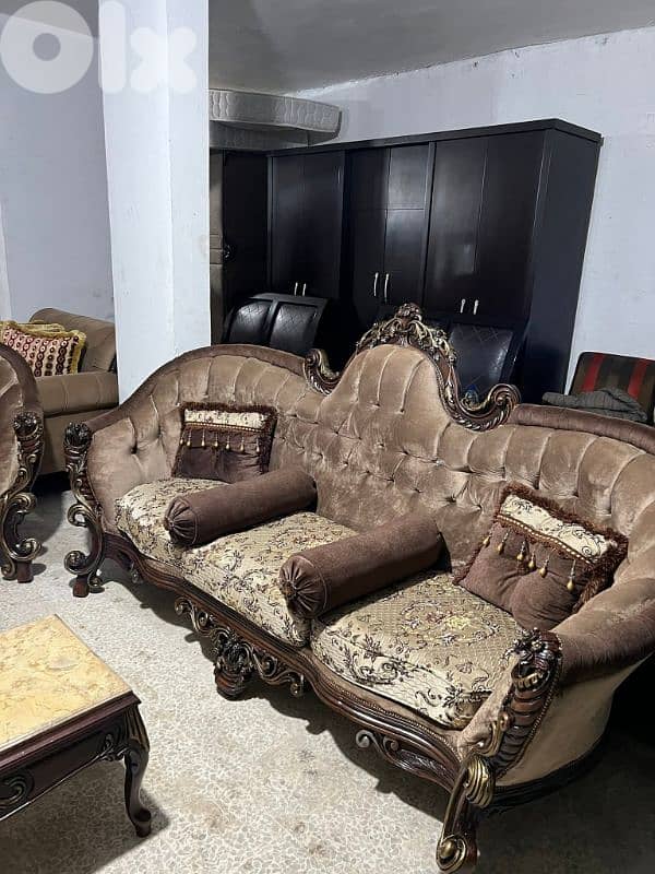 صالون ملوكي صناعة مصر خشب زان مستعمل بحالة ممتازة 7