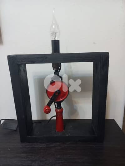 antique lamp with antique drill