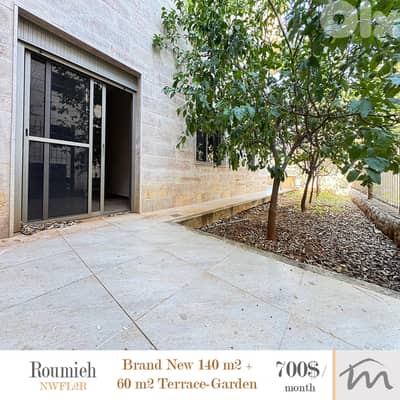 Roumieh | Brand New 140m² + 60m² Terrace-Garden | New Building | Catch
