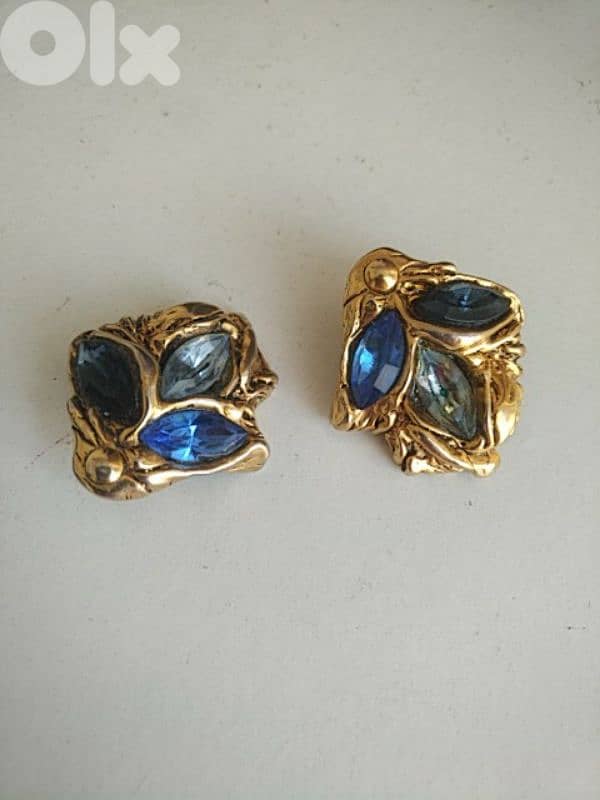 Vintage Kalinger Paris blue rhinestones earrings - Not Negotiable 1