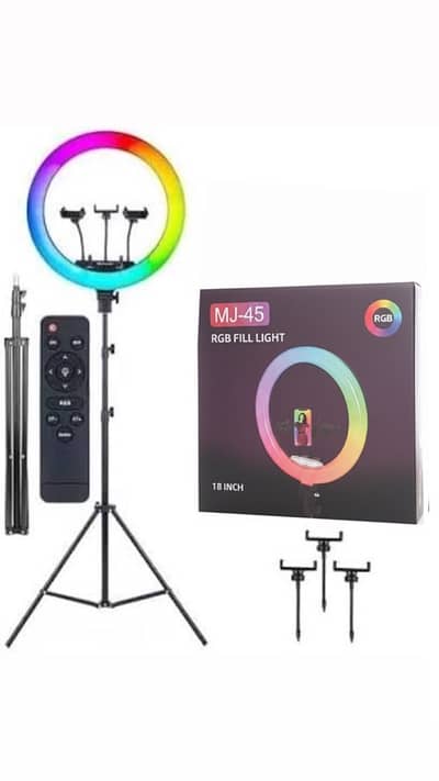 18 INCH RGB Ring Light  Triple Phone Holder