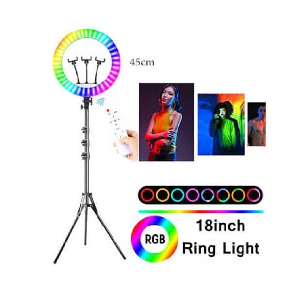 18 INCH RGB Ring Light  Triple Phone Holder 2