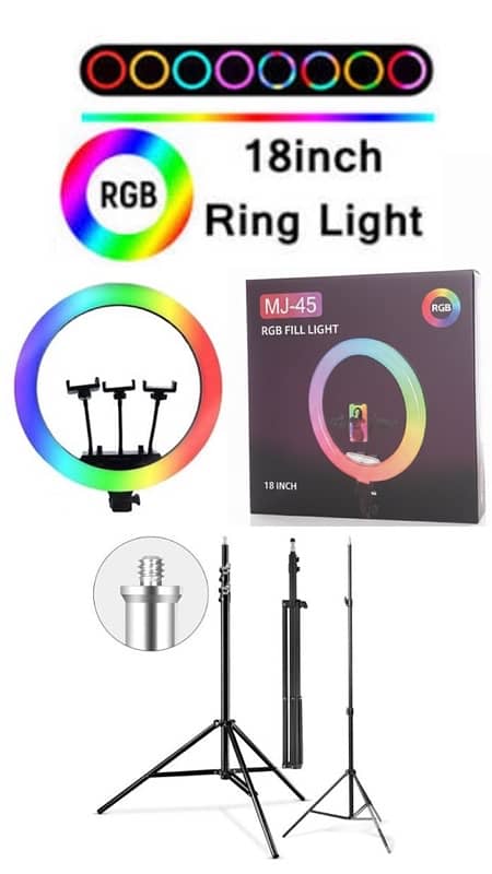 18 INCH RGB Ring Light  Triple Phone Holder 3