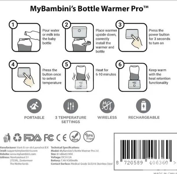 My Bambini's Bottle Warmer Pro- for Formula or Breast Milk_4$ delivery 10