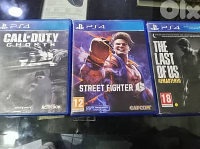 PS4 CD CALL of DUTY GHOSTS and street fighter and the last of
