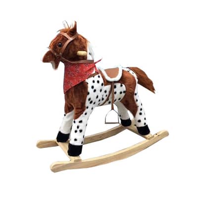 Wooden Musical Rocking Ride On Horse - حصان هزّاز موسيقي خشبي للركوب