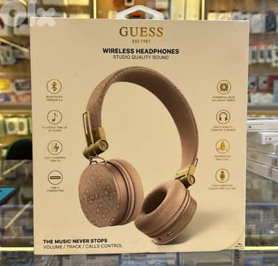 Guess Wireless Headphones leather with metal logo pink