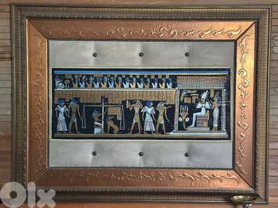 لوحة بردي بطابع فرعوني داخل برواز نحاس محفور