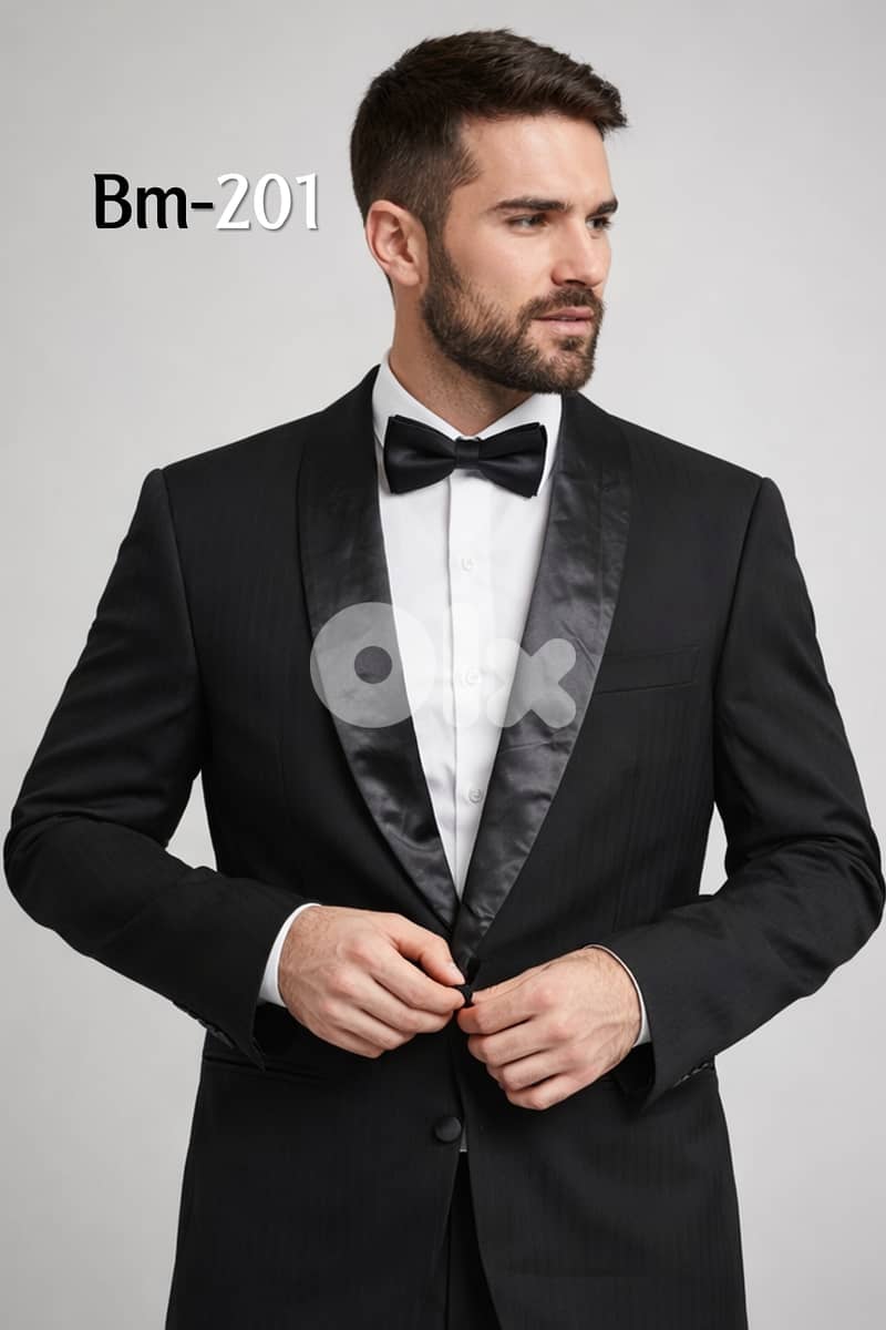 European Men's Black 1 Button Dinner Jacket 1
