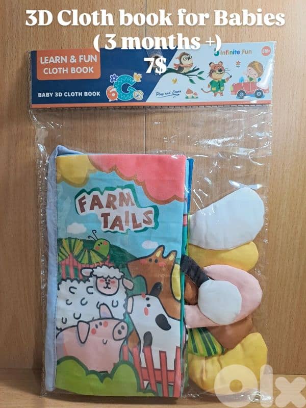 3D cloth book for toddlers new, 7$ each 1