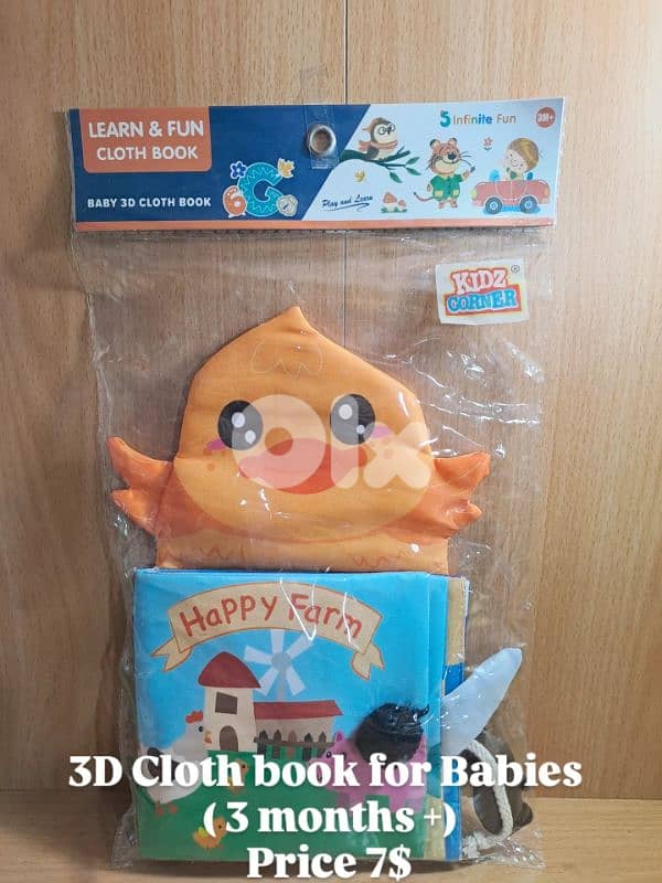 3D cloth book for toddlers new, 7$ each 3