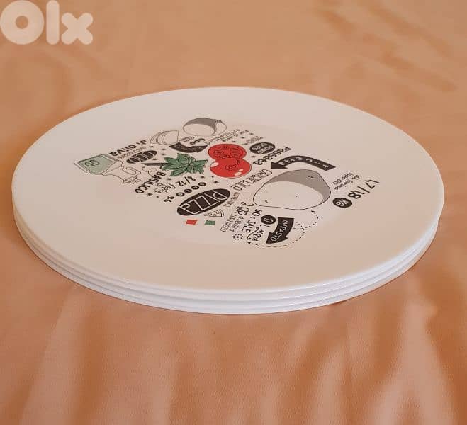 4 pizza plate Bormioli Rocco Ronda  33cm محفور حفر صنع في إسبانيا 4