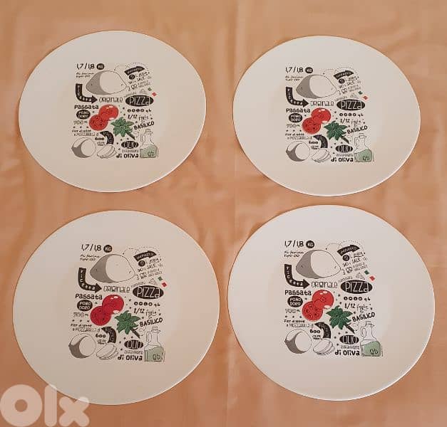 4 pizza plate Bormioli Rocco Ronda  33cm محفور حفر صنع في إسبانيا 7