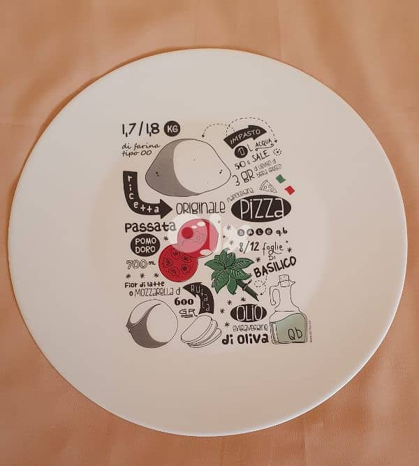 4 pizza plate Bormioli Rocco Ronda  33cm محفور حفر صنع في إسبانيا 8