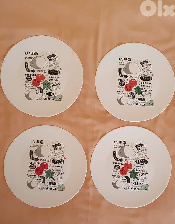 4 pizza plate Bormioli Rocco Ronda  33cm محفور حفر صنع في إسبانيا 10