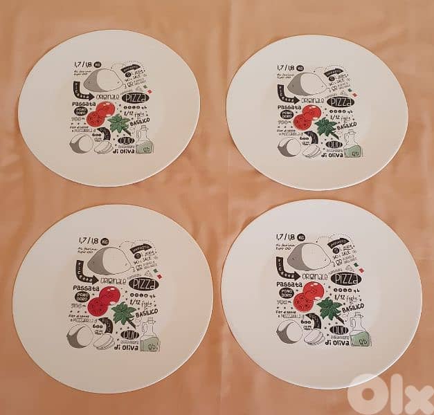 4 pizza plate Bormioli Rocco Ronda  33 CM $ محفور حفر صنع في إسبانيا ٢ 1