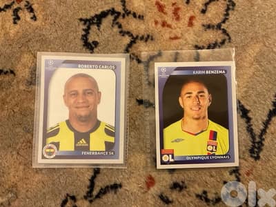 KARIM BENZEMA and ROBERTO CARLOS original panini stickers 100 for both