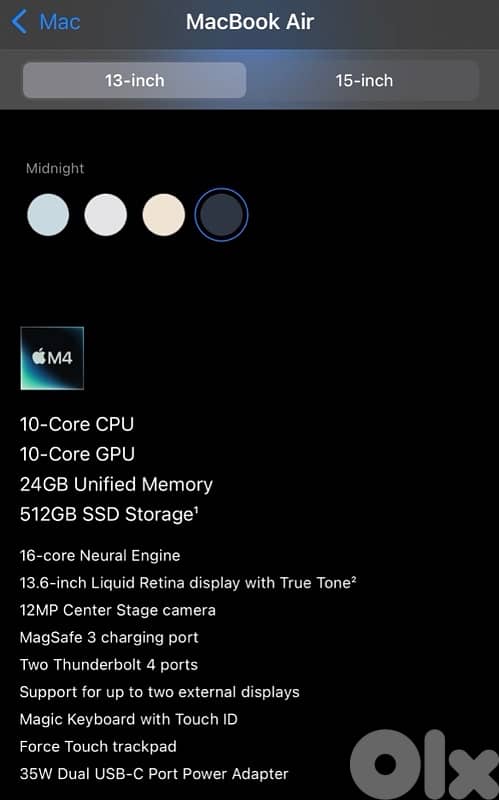 2025 Macbook Air M4 13 inch 24 (open box) + 2tb scandick portable SSD 1