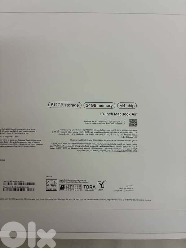 2025 Macbook Air M4 13 inch 24 (open box) + 2tb scandick portable SSD 2