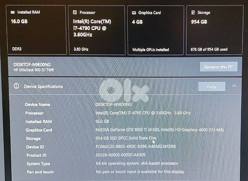 Gaming PC i7-4590 GTX 1050TI 4GB - 1TB+500GB Storage 16GB RAM 7
