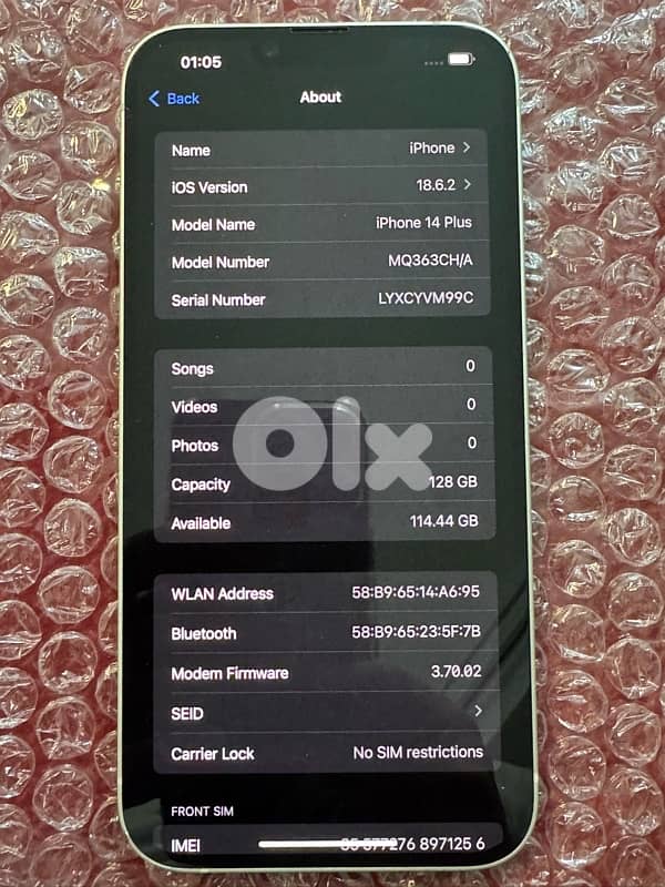 iphone 14plus تطبيع خفيف بالشاشة ما مبين عالاسود (دون جمرك ) 3