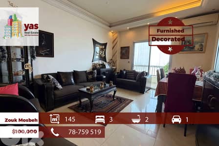 Zouk Mosbeh 145m2 | Furnished | Flat | Designed | Calm Area | EL/IV