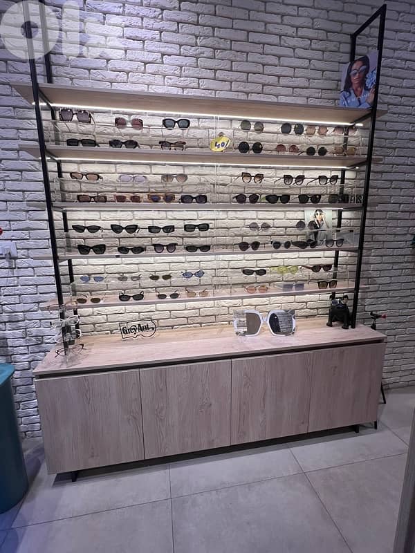 wood dispalys, cabinet , desk, shelves, tables and mirrors for shop 1