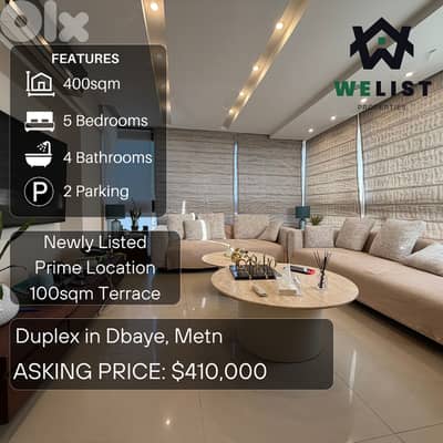 Duplex Apartment for sale in Dbayeh دوبلكس للبيع في منطقة