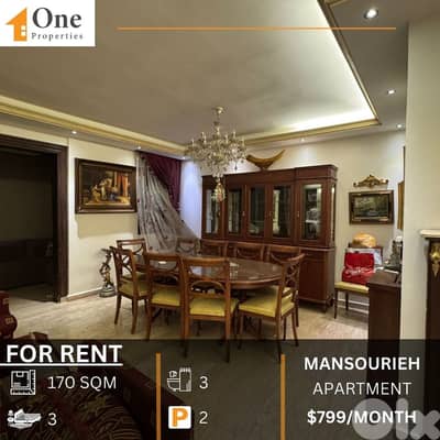 APARTMENT FOR RENT IN MANSOURIEH