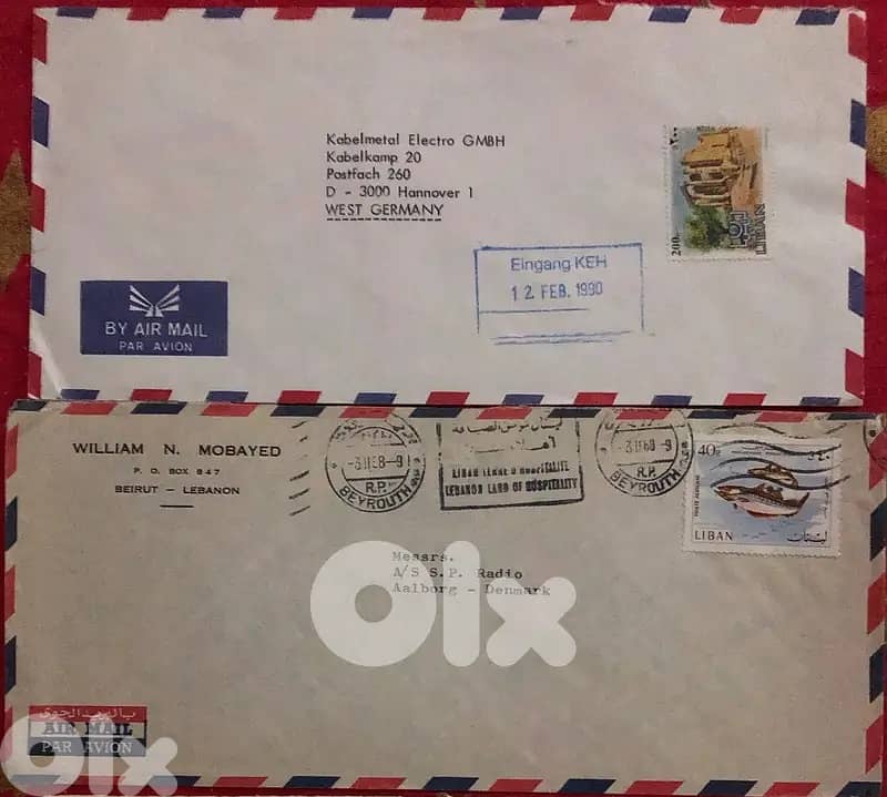 9 different covers Lebanon sent to different countries and dates 2