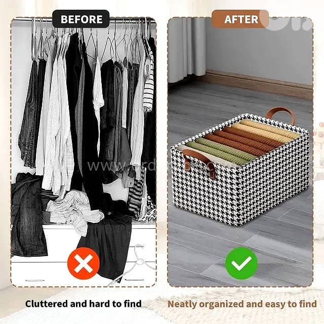 Steel-Frame Houndstooth Bin: Heavy-Duty Stackable Fabric Organizer 2