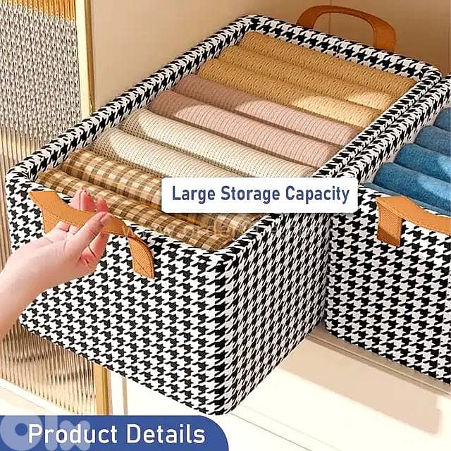 Steel-Frame Houndstooth Bin: Heavy-Duty Stackable Fabric Organizer 6