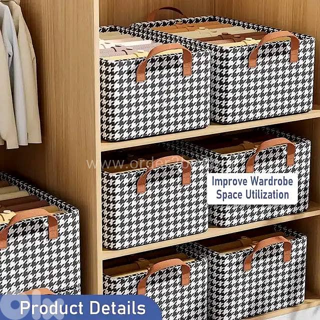 Steel-Frame Houndstooth Bin: Heavy-Duty Stackable Fabric Organizer 9