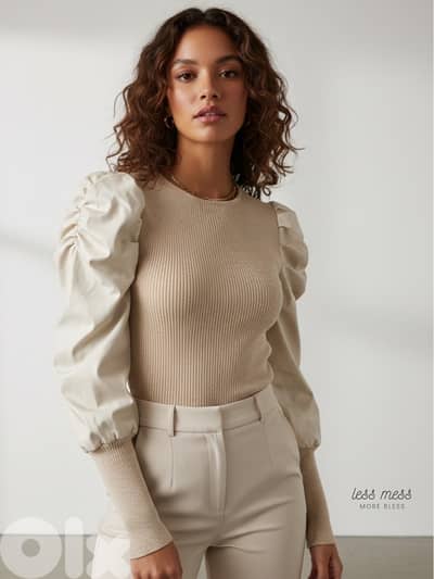 BEIGE  2 textures blouse