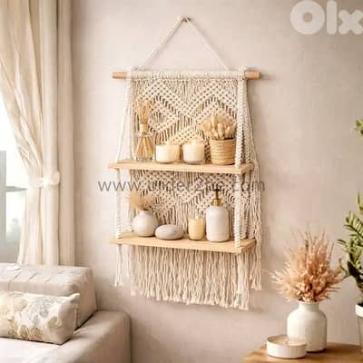 100cm Macrame Hanging Shelf – 2-Tier Hand-Woven Boho Plant Display
