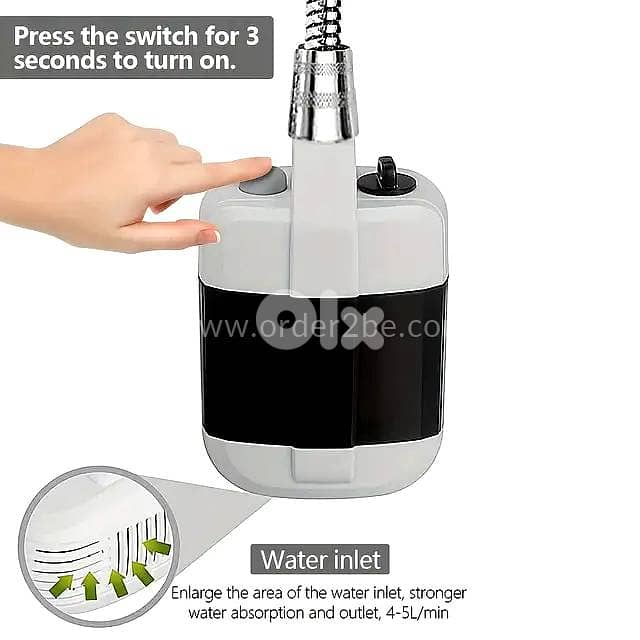 Rechargeable Camping Shower – Portable 2200mAh Pump with Steady Flow 3