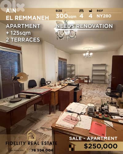 Apartment for sale in Ain El Remmaneh NY280  شقة للبيع في  عين الرمانة