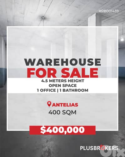 A warehouse in Antelias is for sale, with easy access to the highway!