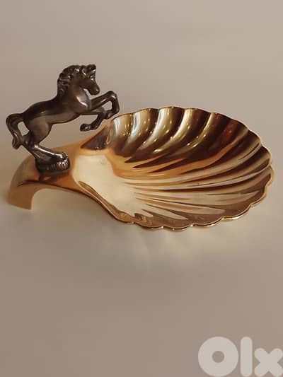 Vintage ZBA Silver Plated Seba horse and shell trinket dish