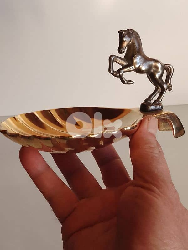 Vintage ZBA Silver Plated Seba horse and shell trinket dish 8
