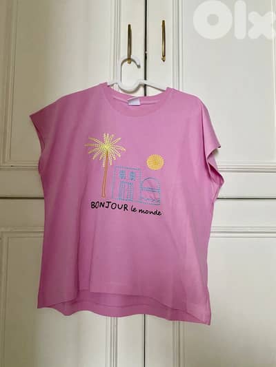 Pink shirt with design from Zara, size 164cm 13-14 years