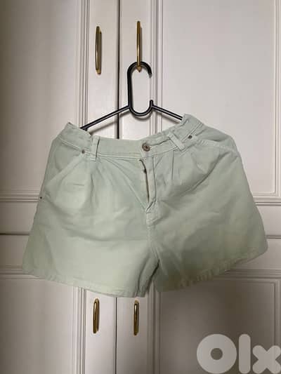 Green denim shorts, size 164cm 13-14 years from Zara