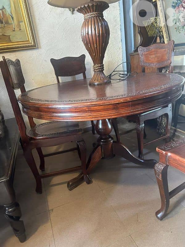 طاولة مبرومة مع اربع كراسي خشب زان حفر باكستاني 2