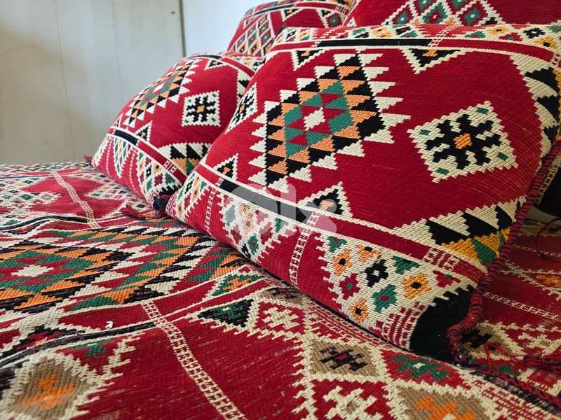 Low Lounge Sofa / Floor Daybed with Handwoven Kilim Upholstery 1