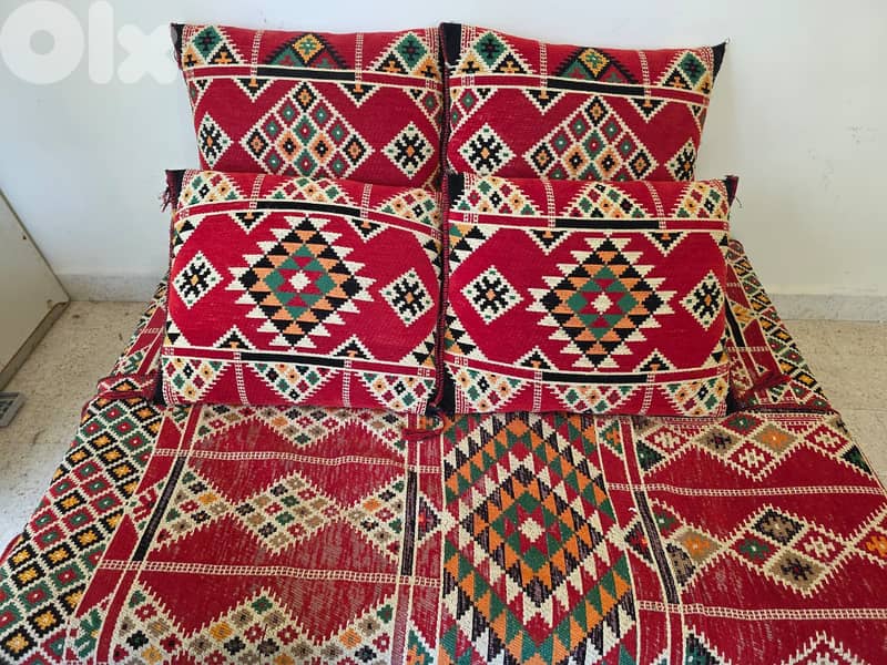 Low Lounge Sofa / Floor Daybed with Handwoven Kilim Upholstery 3