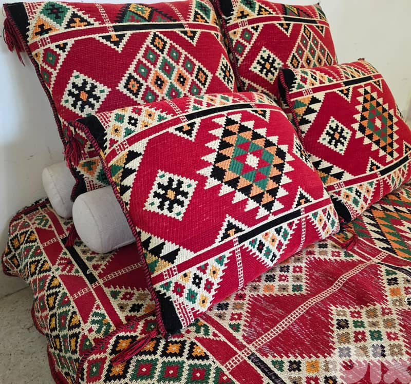 Low Lounge Sofa / Floor Daybed with Handwoven Kilim Upholstery 5